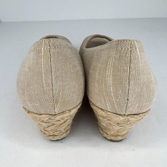 Coach and Four Womens Khaki Open Peep Toe Espadrille Canvas Size 8.5 Sandals - Picture 5 of 9